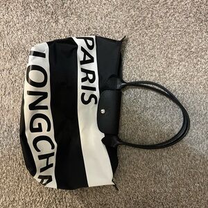 Longchamp Black and White Tote Bag